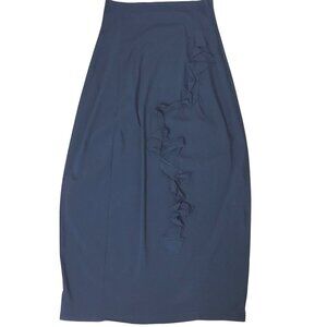 LILITH Avant Garde Lagenlook Skirt Black Side Zip Stretch Sz S Artwear Paris